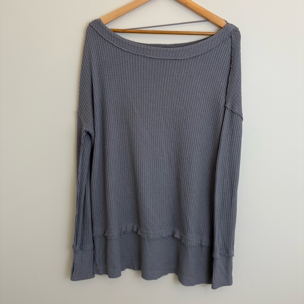 We The Free People Oversized Waffle Knit‎ Shirt Size XS